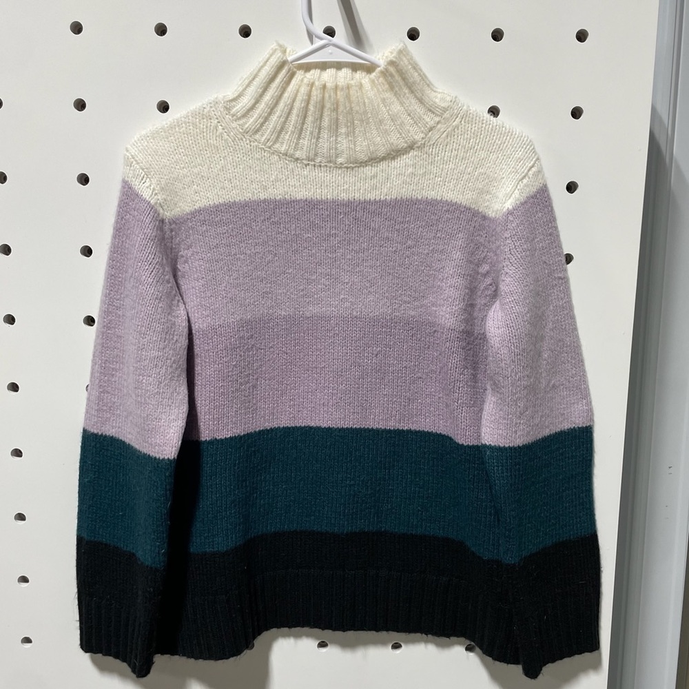 Ann Taylor Multicolor Striped Turtleneck Sweater